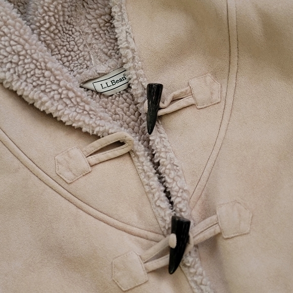 90s LL Bean Tan Sherpa Lined Jacket - Picture 4 of 11